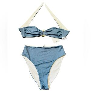 WOLFORD***Reversible Blue/White High Waist Bikini Set***Small $285